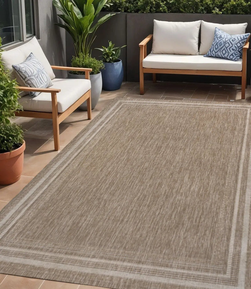 5' X 8' Beige And Cream Indoor Outdoor Area Rug Homeroots Outdoor