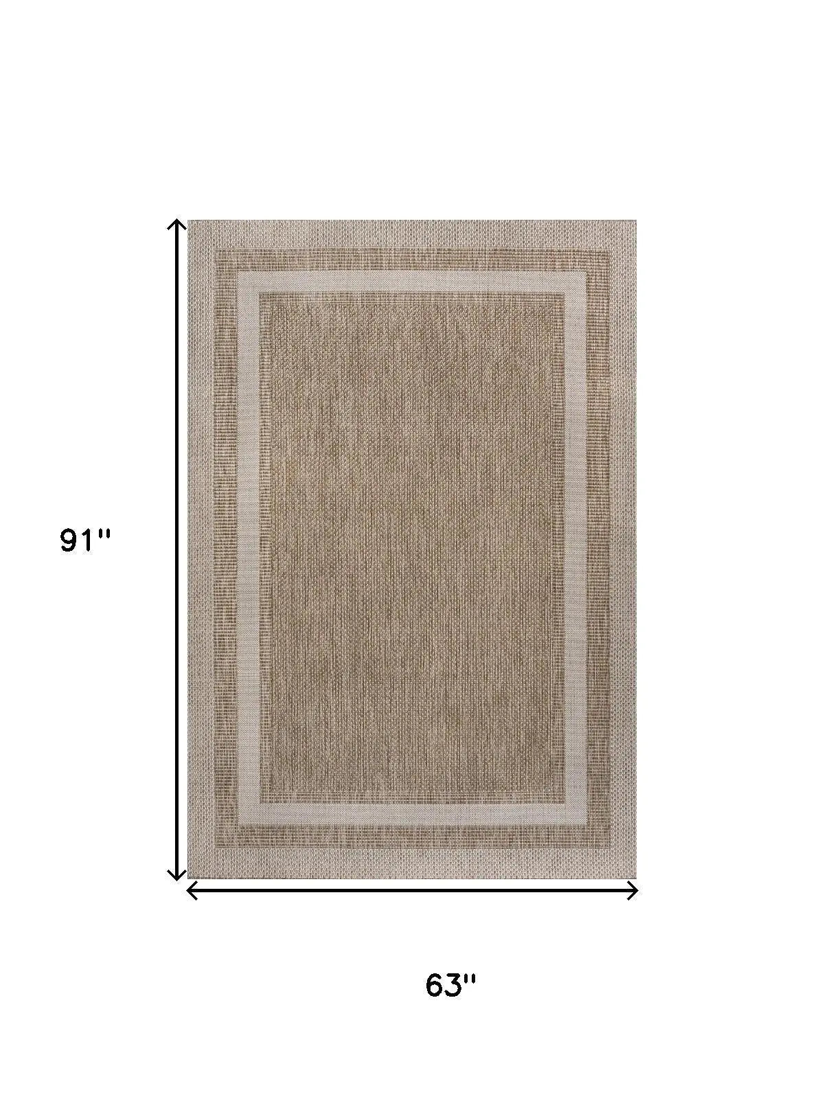 5' X 8' Beige And Cream Indoor Outdoor Area Rug Homeroots Outdoor
