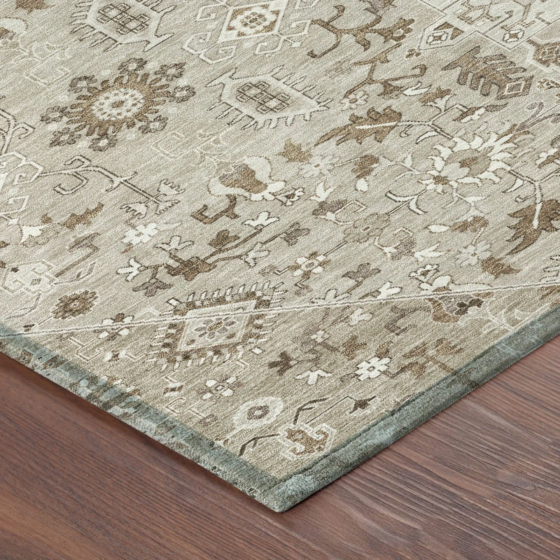 5' X 8' Beige And Graphite Medallion Washable Indoor Outdoor Area Rug Homeroots Outdoor