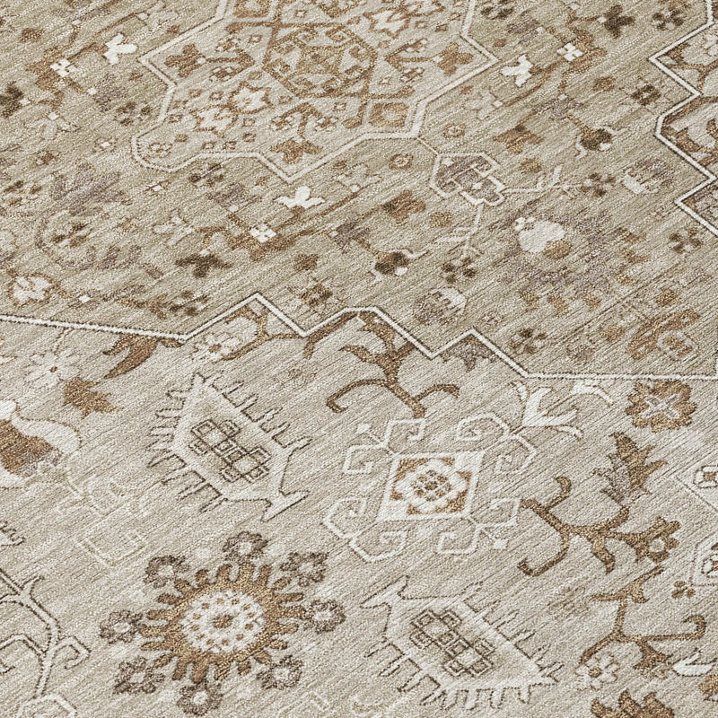 5' X 8' Beige And Graphite Medallion Washable Indoor Outdoor Area Rug Homeroots Outdoor