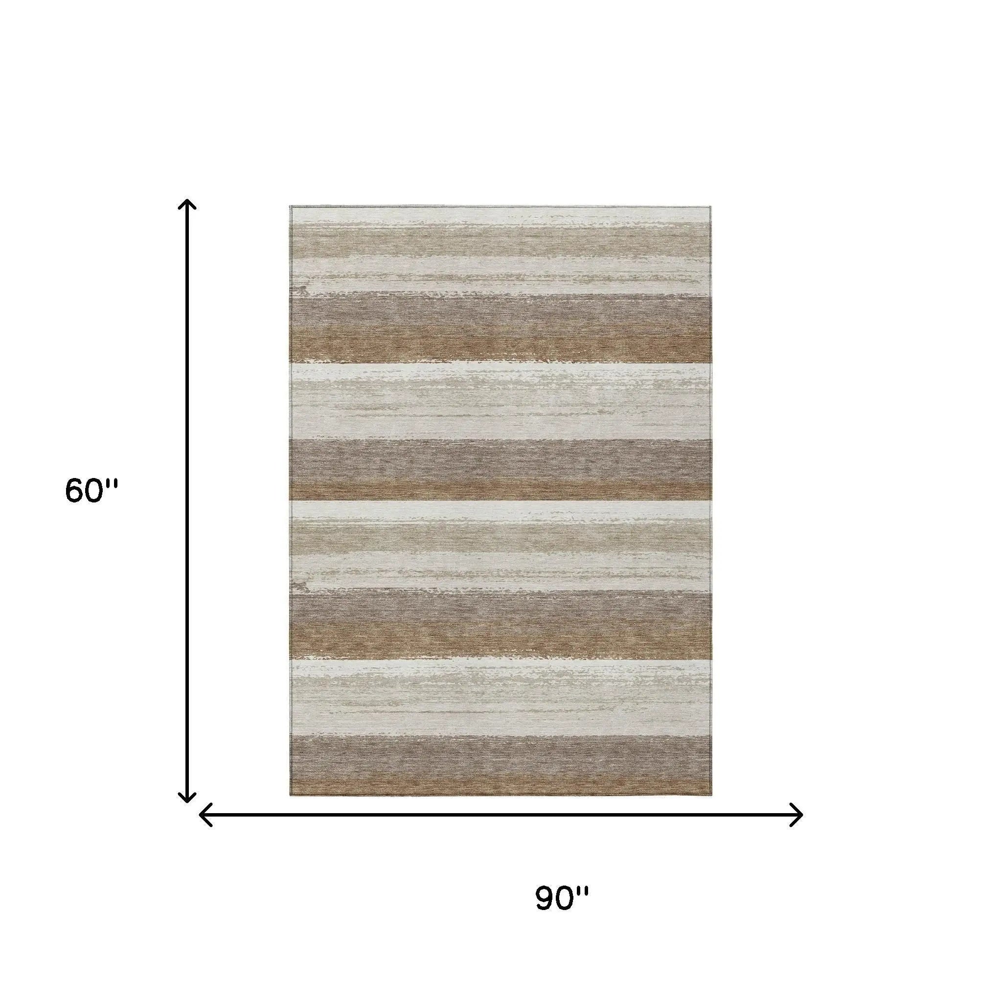 5' X 8' Beige And Graphite Striped Washable Indoor Outdoor Area Rug Homeroots Outdoor