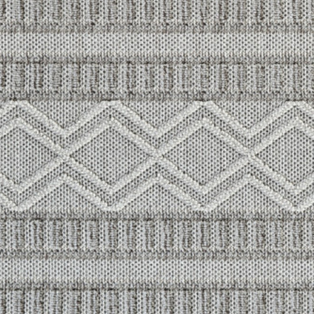 5' X 8' Beige And Gray Striped Distressed Indoor Outdoor Area Rug - GreatEagleInc