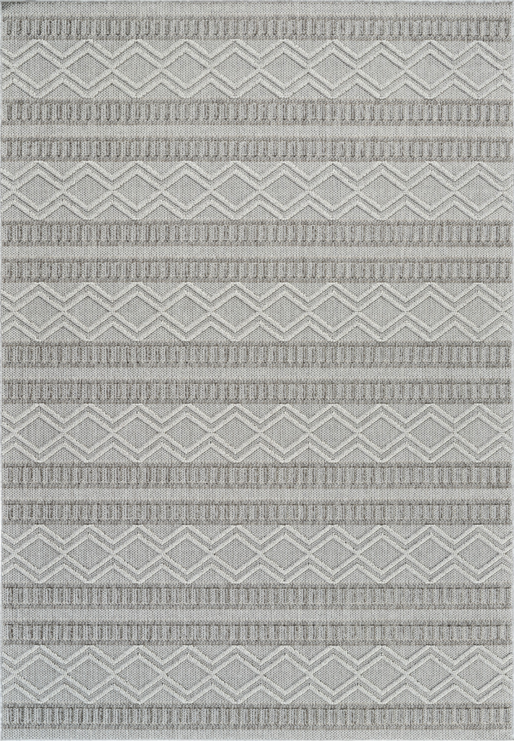 5' X 8' Beige And Gray Striped Distressed Indoor Outdoor Area Rug - GreatEagleInc
