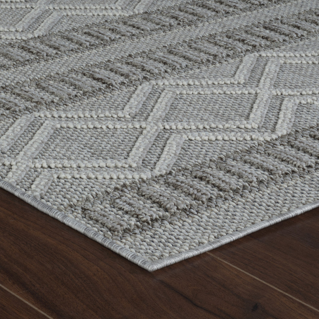 5' X 8' Beige And Gray Striped Distressed Indoor Outdoor Area Rug - GreatEagleInc