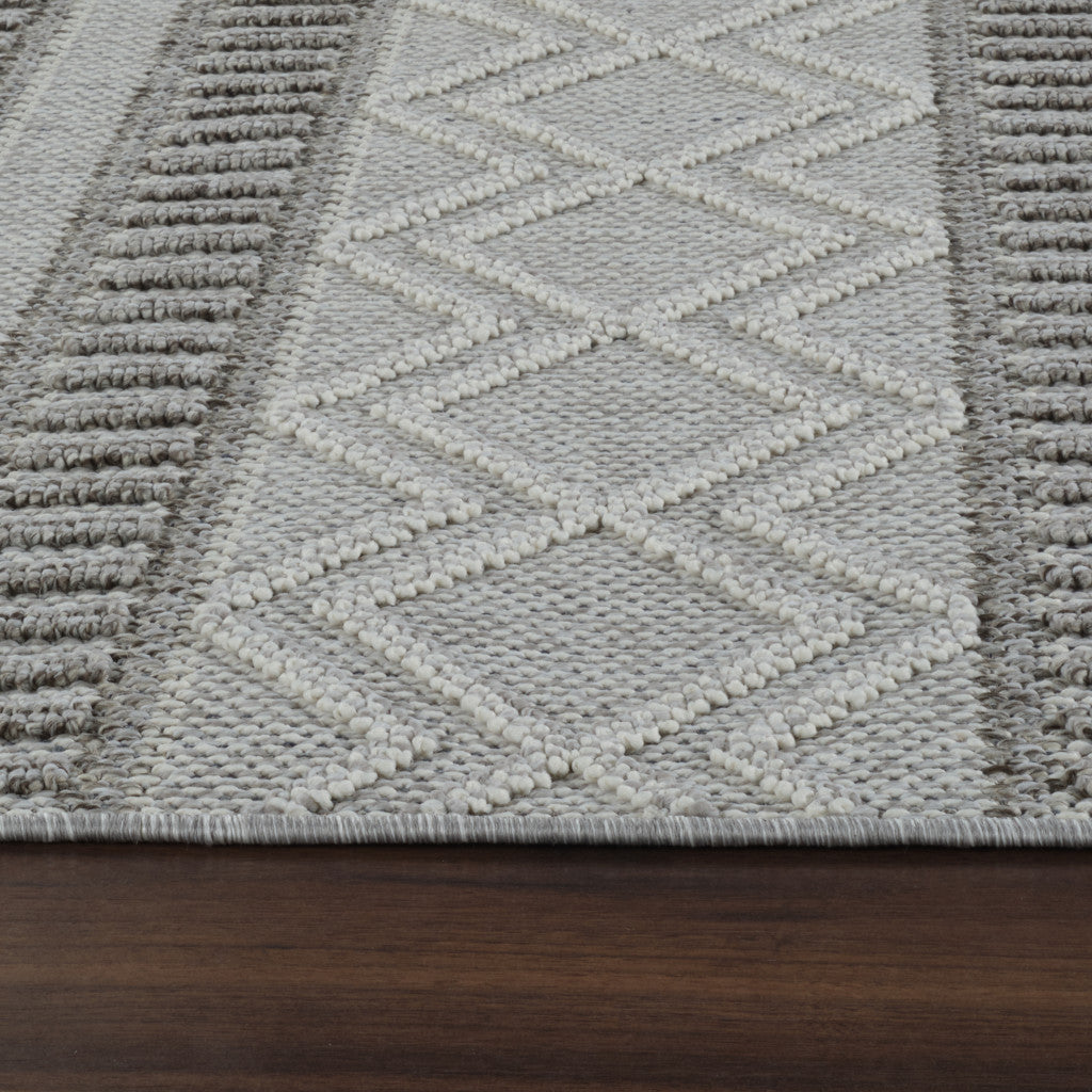 5' X 8' Beige And Gray Striped Distressed Indoor Outdoor Area Rug - GreatEagleInc