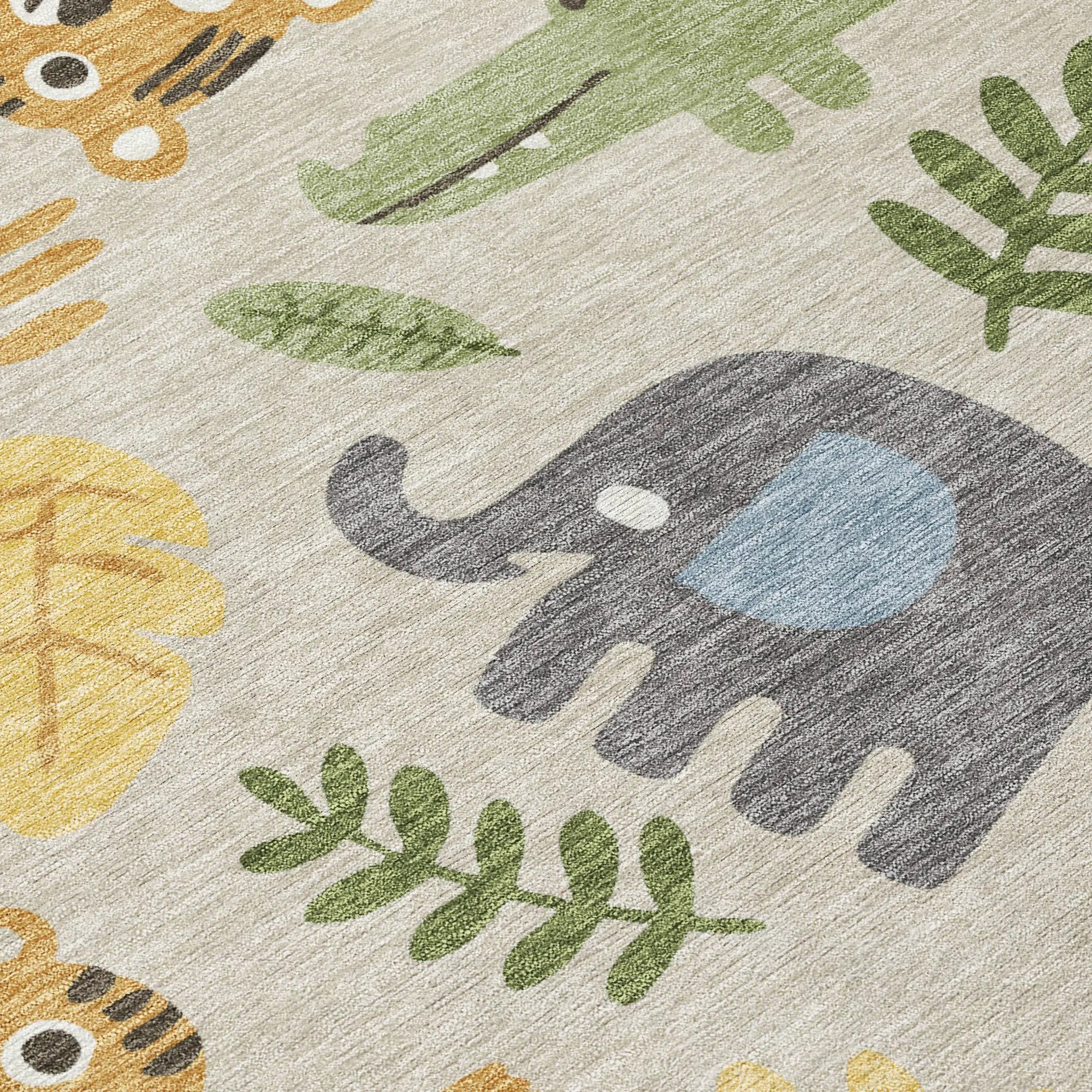 5' X 8' Beige And Green Abstract Washable Indoor Outdoor Area Rug Homeroots Outdoor