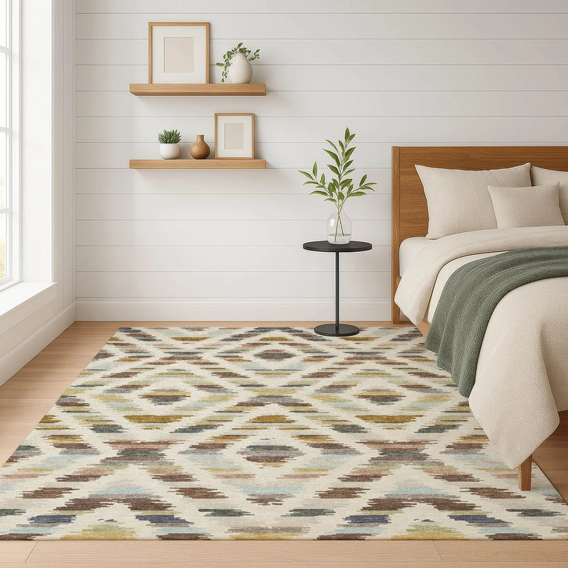 5' X 8' Beige And Green Tribal Washable Indoor Outdoor Area Rug Homeroots Outdoor