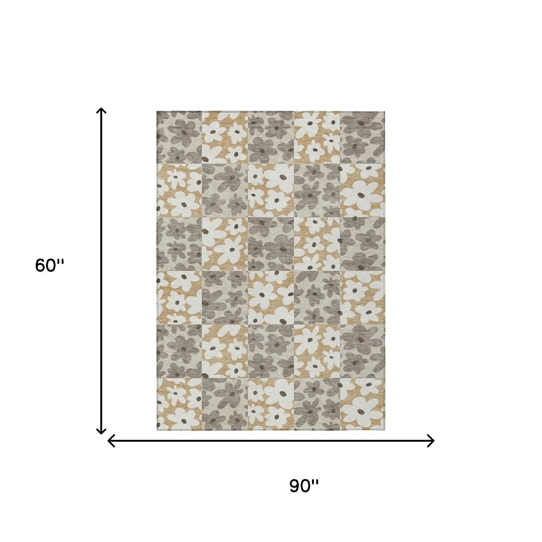 5' X 8' Beige And Ivory Floral Washable Indoor Outdoor Area Rug Homeroots Outdoor