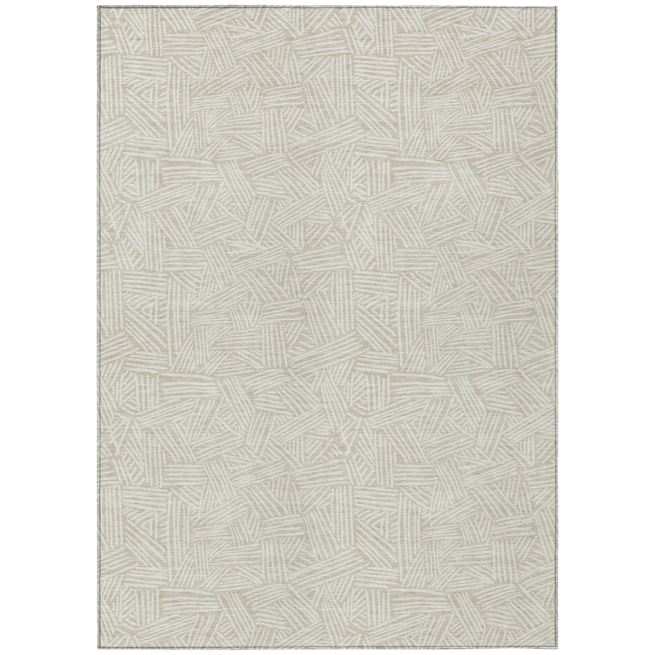 5' X 8' Beige And Ivory Geometric Washable Indoor Outdoor Area Rug Homeroots Outdoor