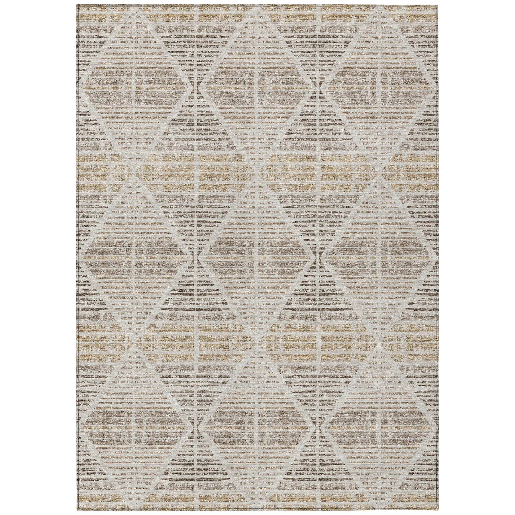5' X 8' Beige And Ivory Geometric Washable Indoor Outdoor Area Rug Homeroots Outdoor