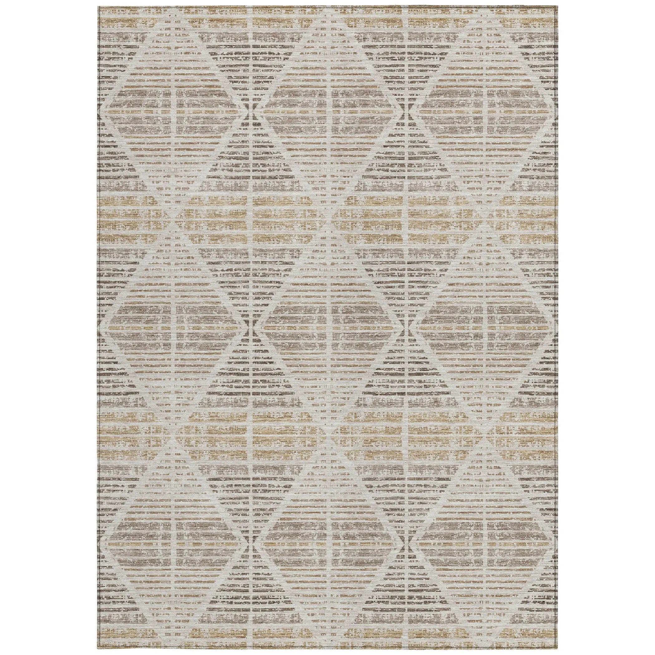 5' X 8' Beige And Ivory Geometric Washable Indoor Outdoor Area Rug Homeroots Outdoor