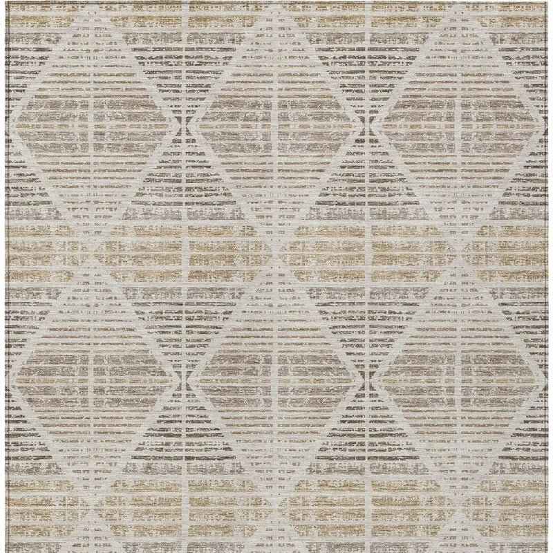 5' X 8' Beige And Ivory Geometric Washable Indoor Outdoor Area Rug Homeroots Outdoor