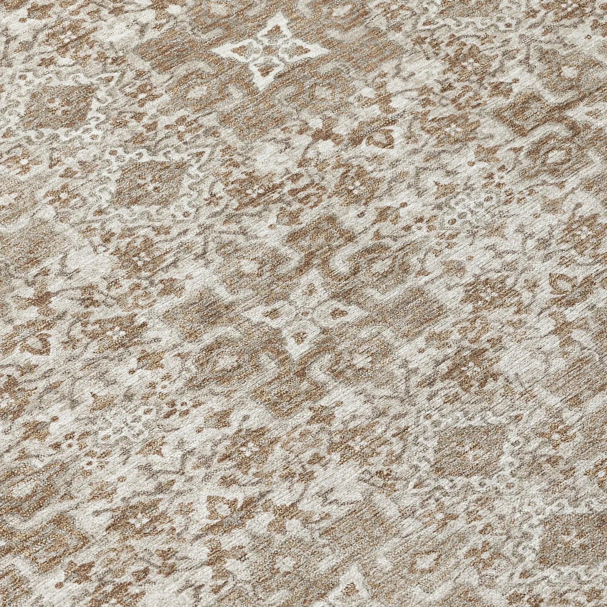 5' X 8' Beige And Khaki Oriental Washable Indoor Outdoor Area Rug Homeroots Outdoor