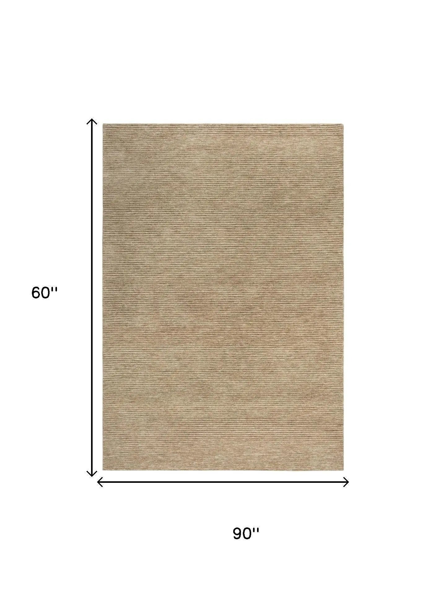 5' X 8' Beige And Natural Hand Tufted Area Rug With UV Protection Homeroots Home Decor