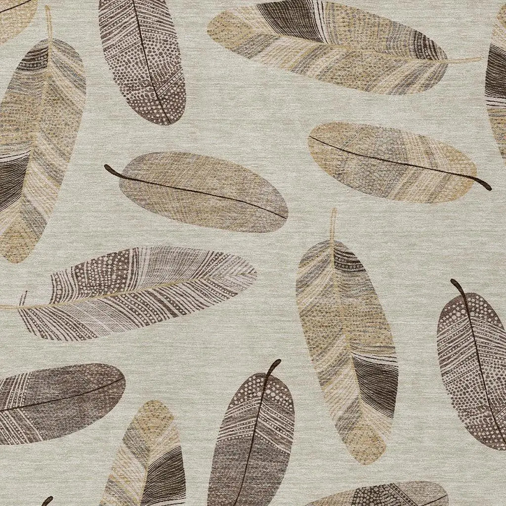 5' X 8' Beige And Sky Blue Botanical Leaves Washable Indoor Outdoor Area Rug Homeroots Outdoor