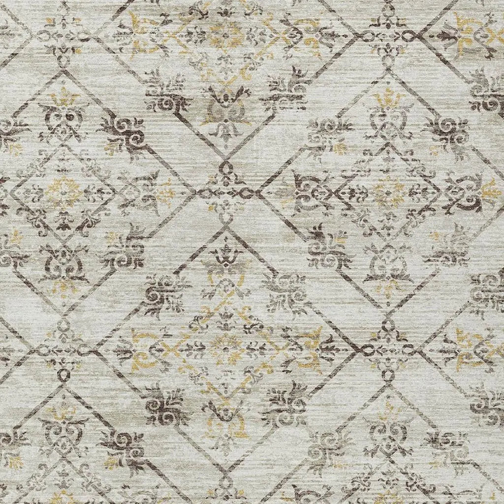 5' X 8' Beige And Sky Blue Geometric Washable Indoor Outdoor Area Rug Homeroots Outdoor