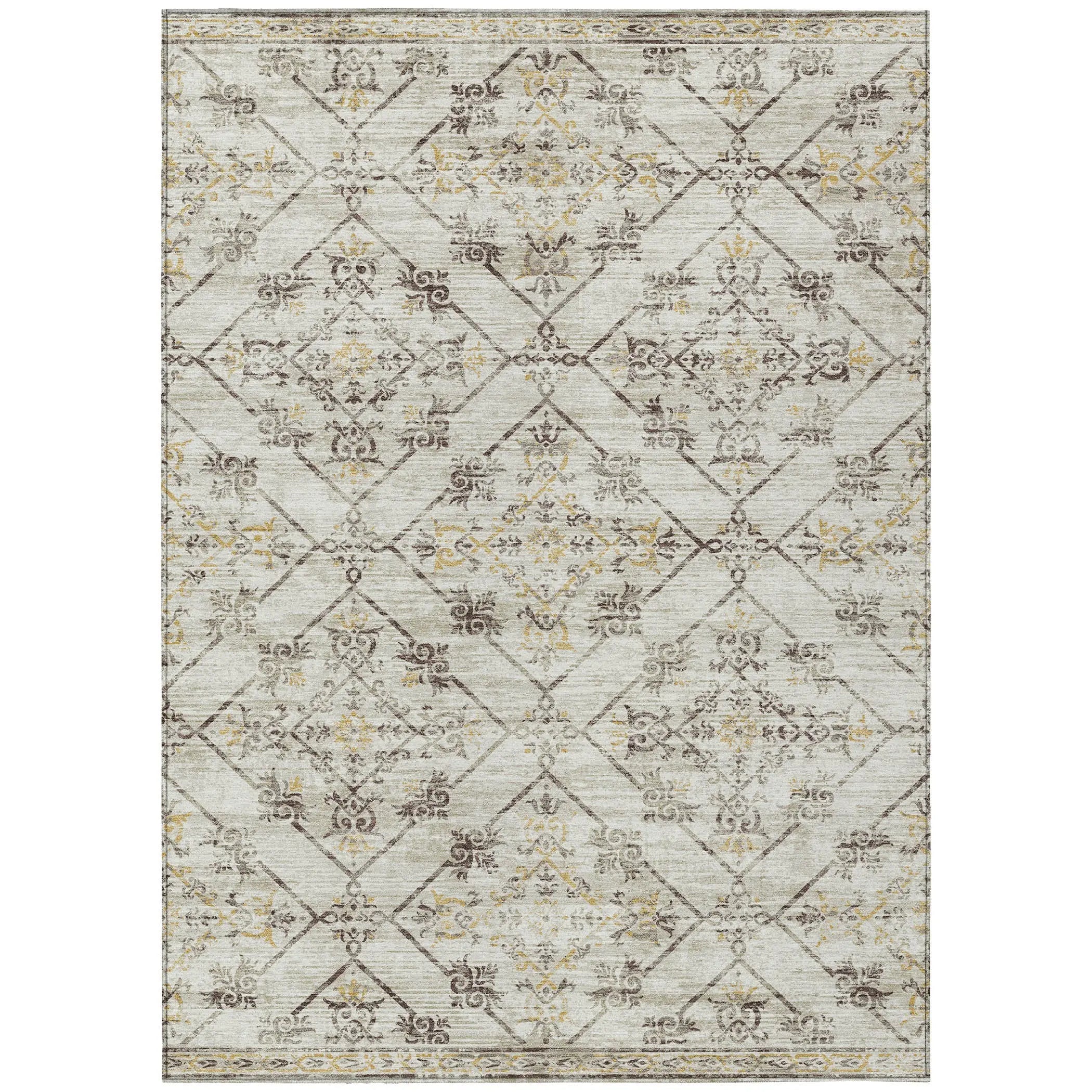 5' X 8' Beige And Sky Blue Geometric Washable Indoor Outdoor Area Rug Homeroots Outdoor