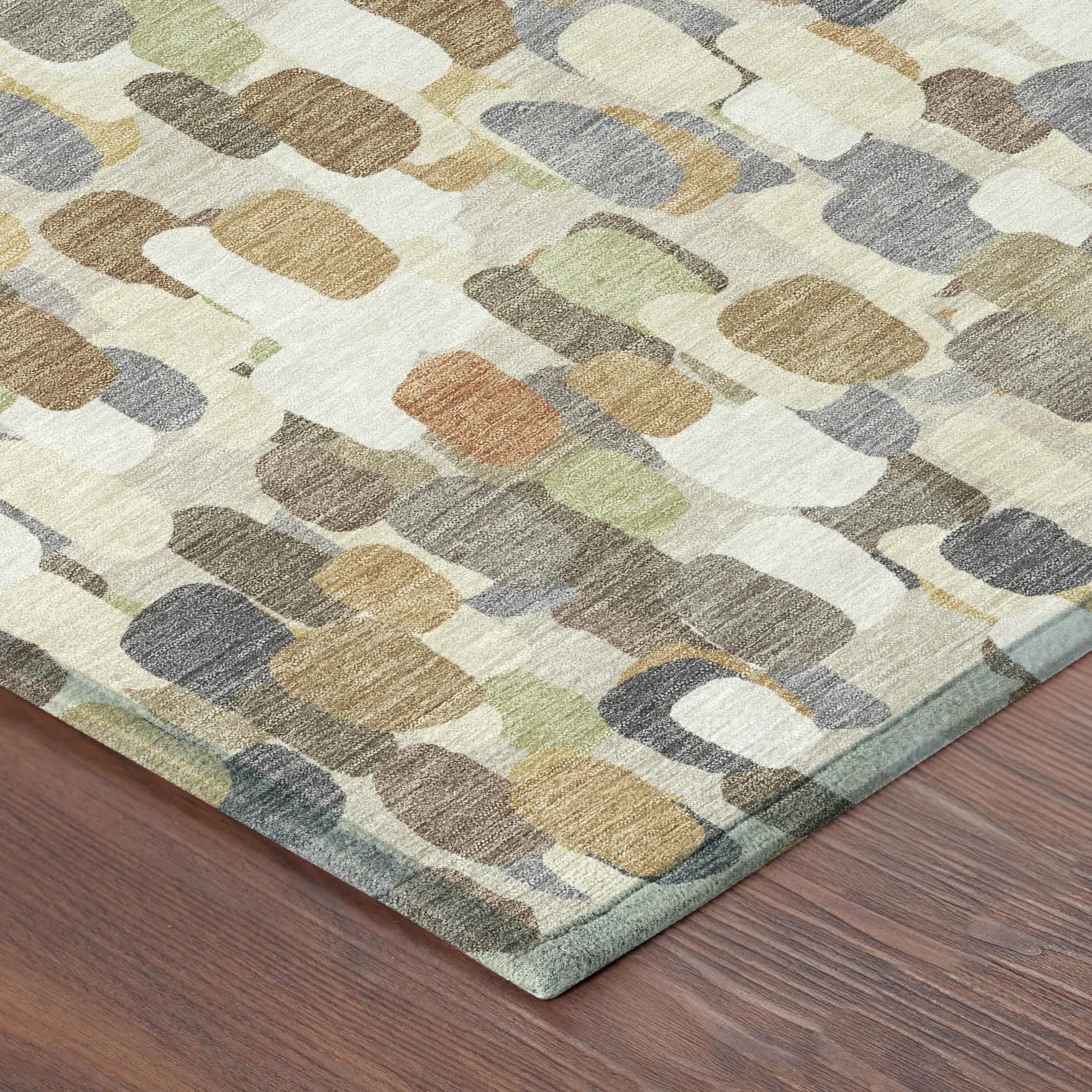 5' X 8' Beige And Taupe Abstract Washable Indoor Outdoor Area Rug Homeroots Outdoor