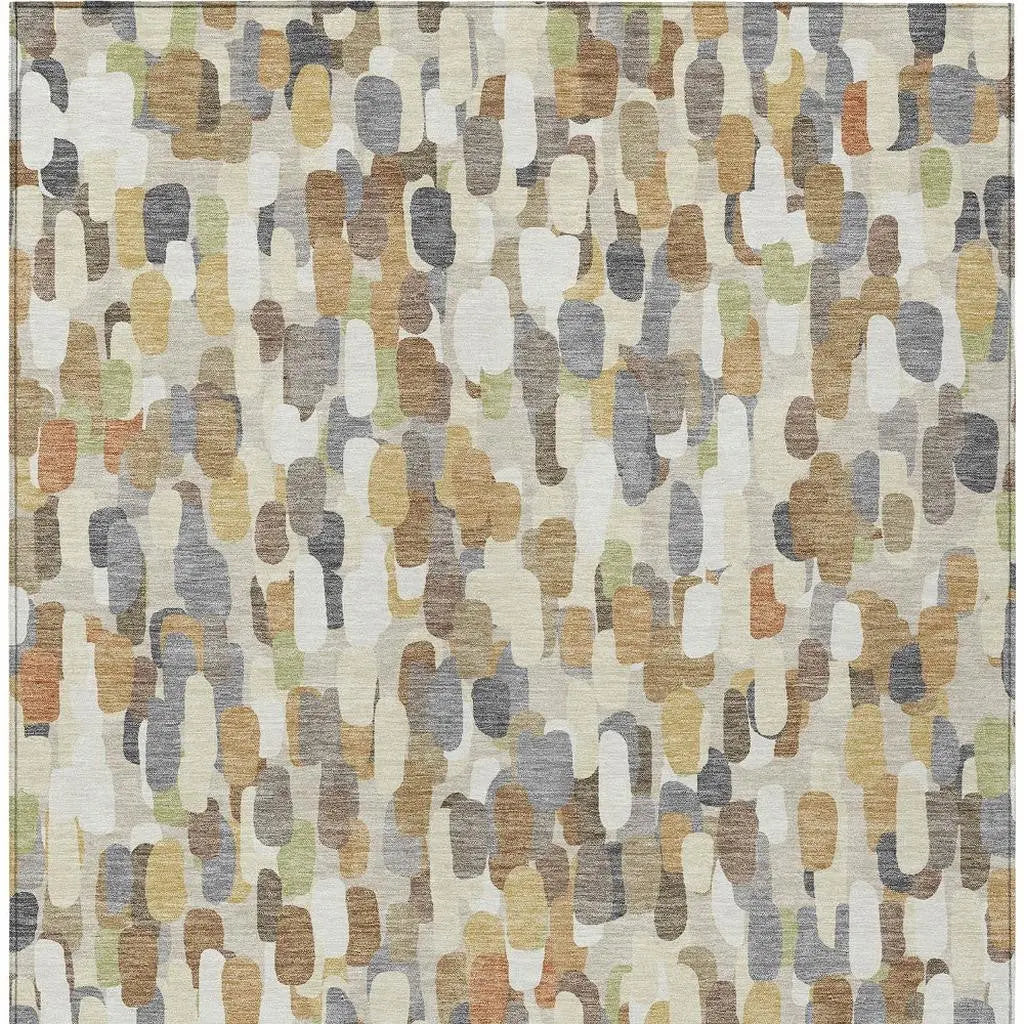5' X 8' Beige And Taupe Abstract Washable Indoor Outdoor Area Rug Homeroots Outdoor