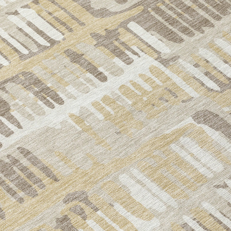 5' X 8' Beige And Taupe Abstract Washable Indoor Outdoor Area Rug Homeroots Outdoor