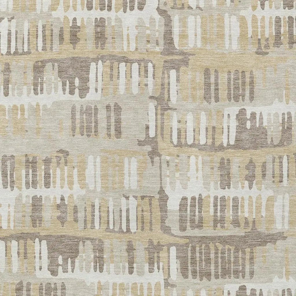 5' X 8' Beige And Taupe Abstract Washable Indoor Outdoor Area Rug Homeroots Outdoor