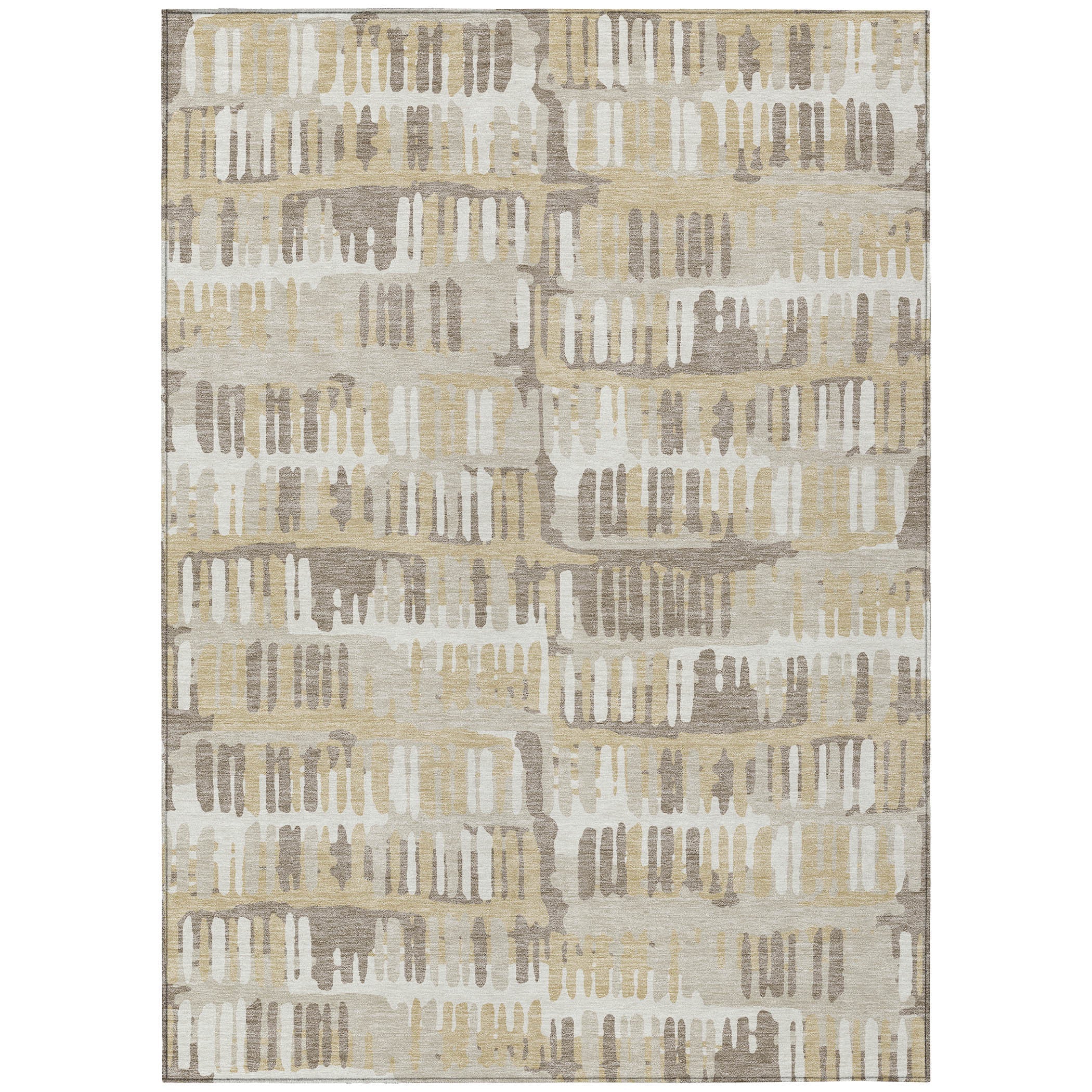 5' X 8' Beige And Taupe Abstract Washable Indoor Outdoor Area Rug Homeroots Outdoor