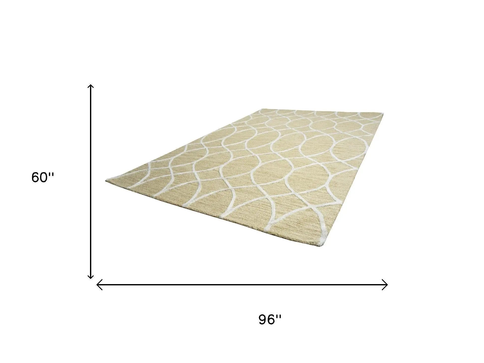 5' X 8' Beige And Yellow Wool Trellis Hand Tufted Area Rug Homeroots Home Decor