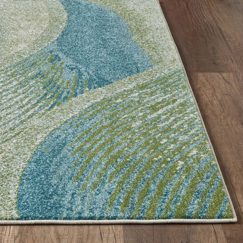 5' X 8' Beige Blue And Sage Abstract Area Rug Homeroots Home Decor