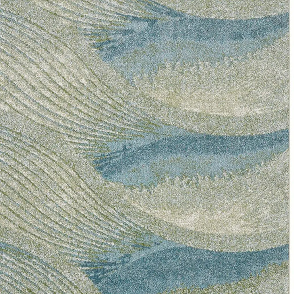 5' X 8' Beige Blue And Sage Abstract Area Rug Homeroots Home Decor
