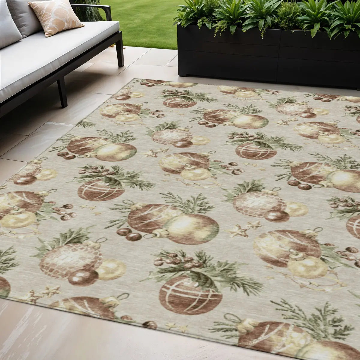 5' X 8' Beige Brown And Ivory Stars Washable Indoor Outdoor Area Rug Homeroots Outdoor