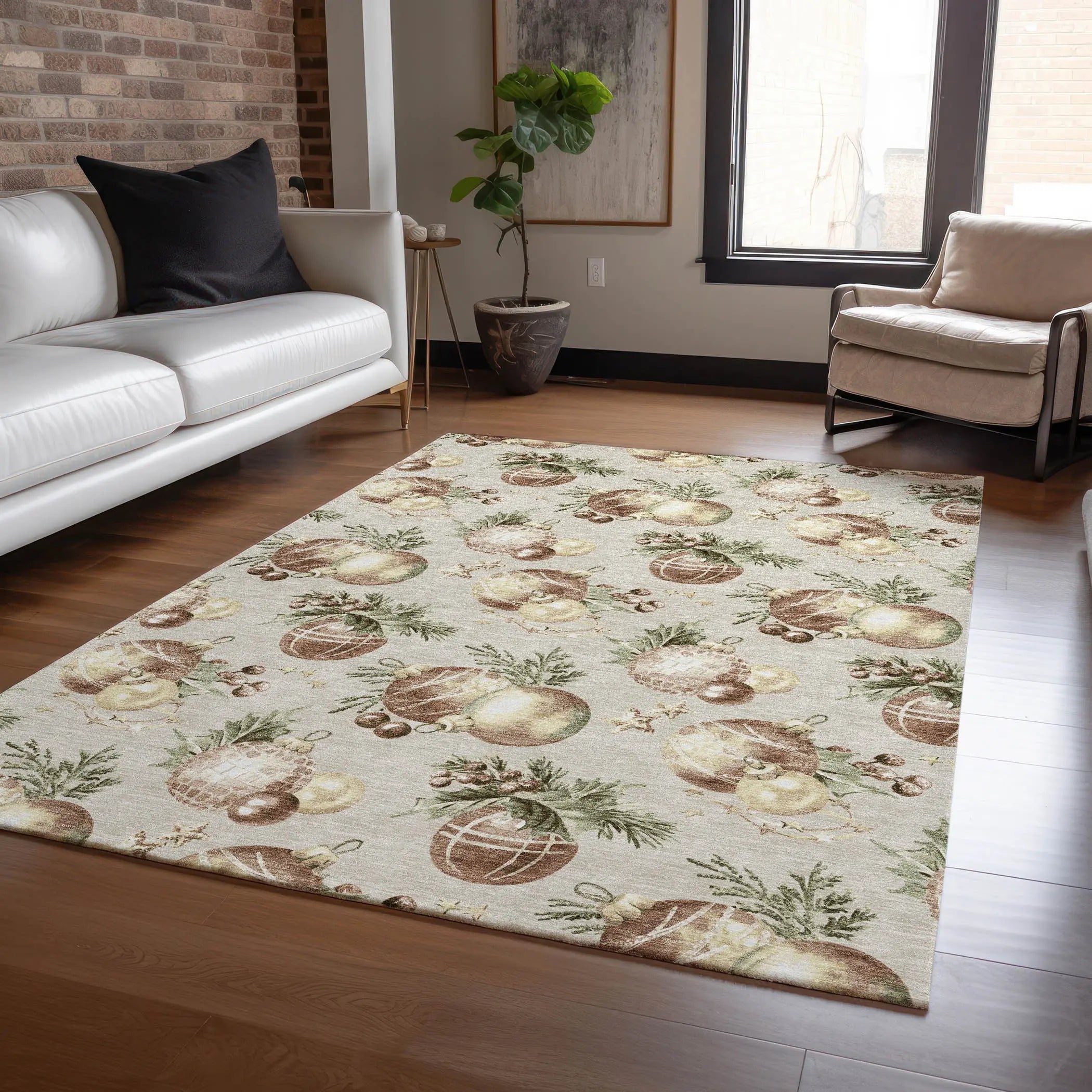 5' X 8' Beige Brown And Ivory Stars Washable Indoor Outdoor Area Rug Homeroots Outdoor