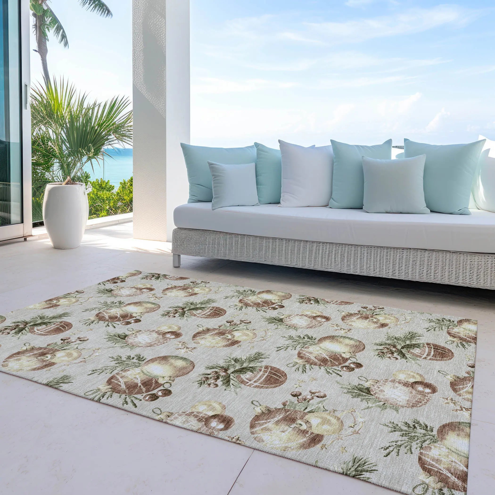 5' X 8' Beige Brown And Ivory Stars Washable Indoor Outdoor Area Rug Homeroots Outdoor
