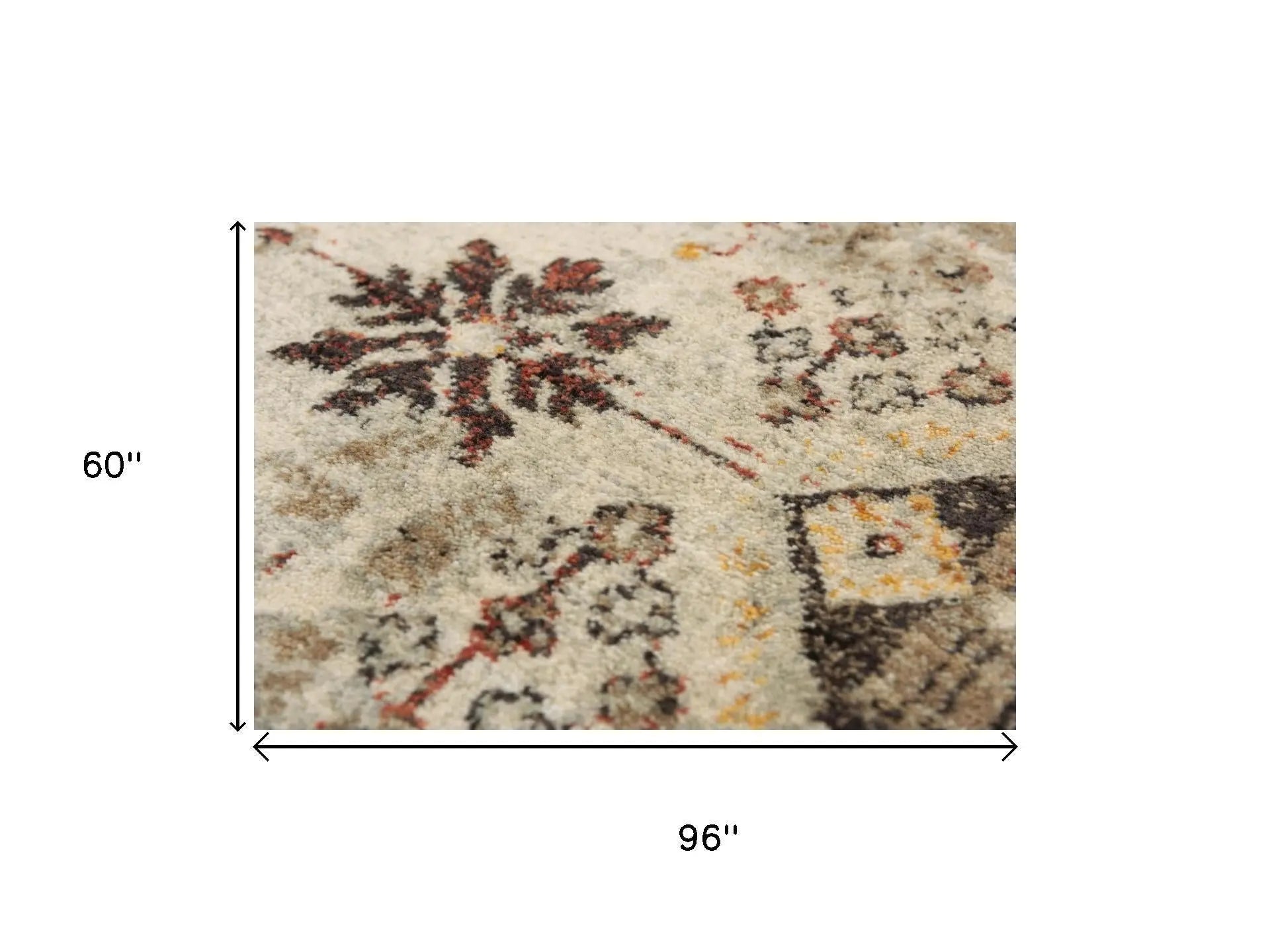 5' X 8' Beige Brown Apricot And Ivory New Zealand Lambs Wool Oriental Hand Carved Handmade Area Rug Homeroots Home Decor