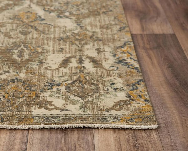 5' X 8' Beige Brown Ivory And Green Wool Oriental Hand Carved Handmade Area Rug Homeroots Home Decor