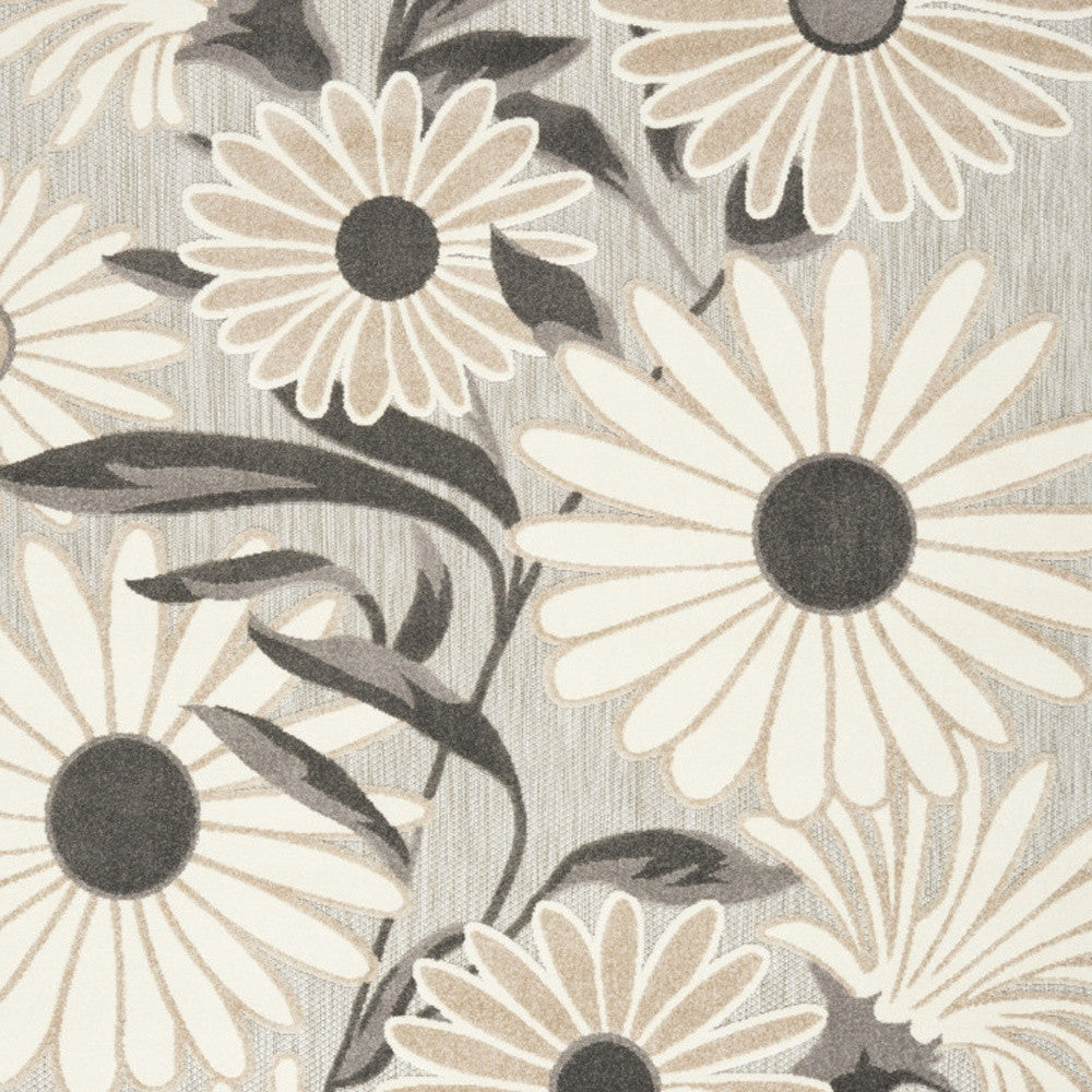 5' X 8' Beige Floral Stain Resistant Non Skid Area Rug Homeroots Outdoor