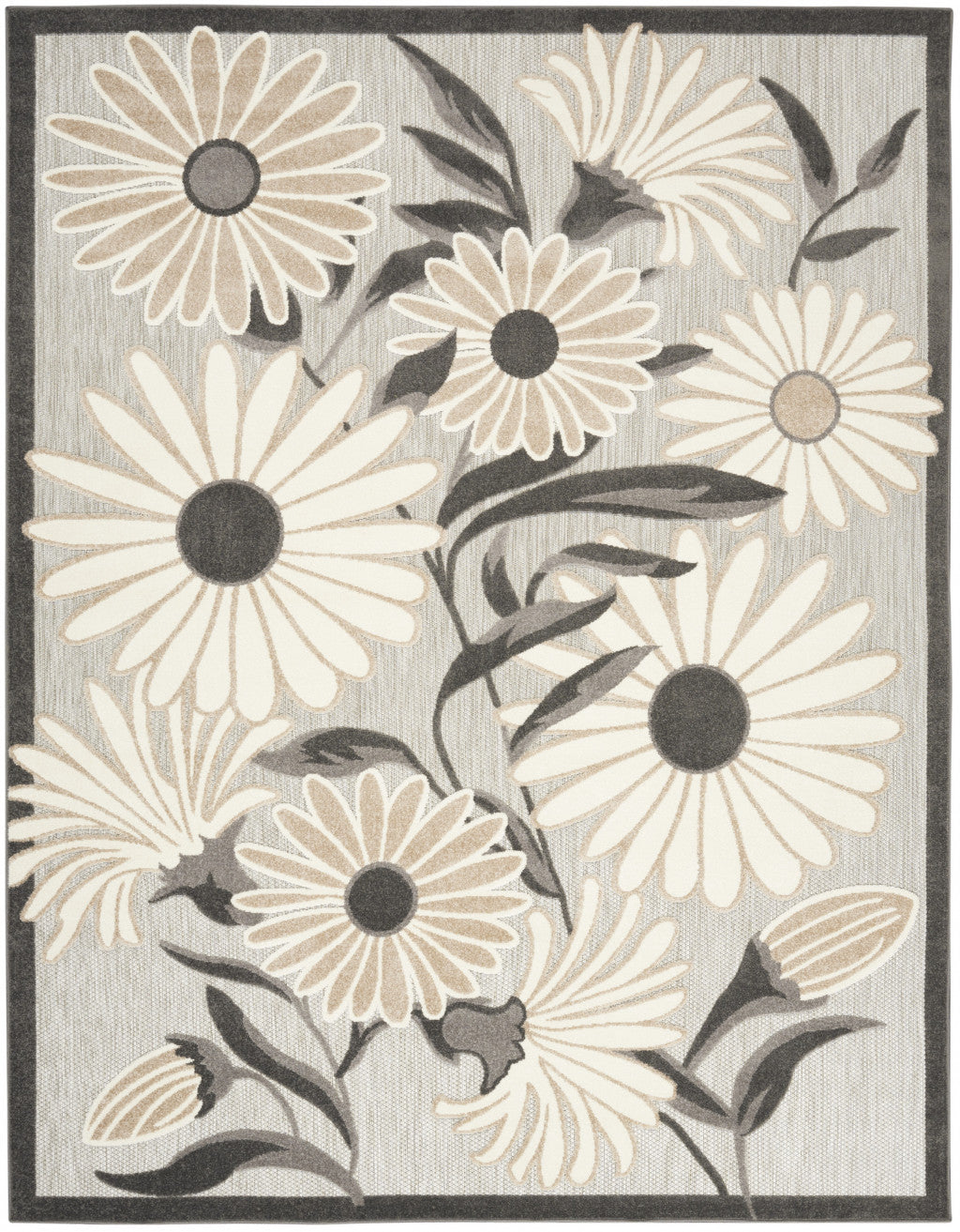 5' X 8' Beige Floral Stain Resistant Non Skid Area Rug Homeroots Outdoor