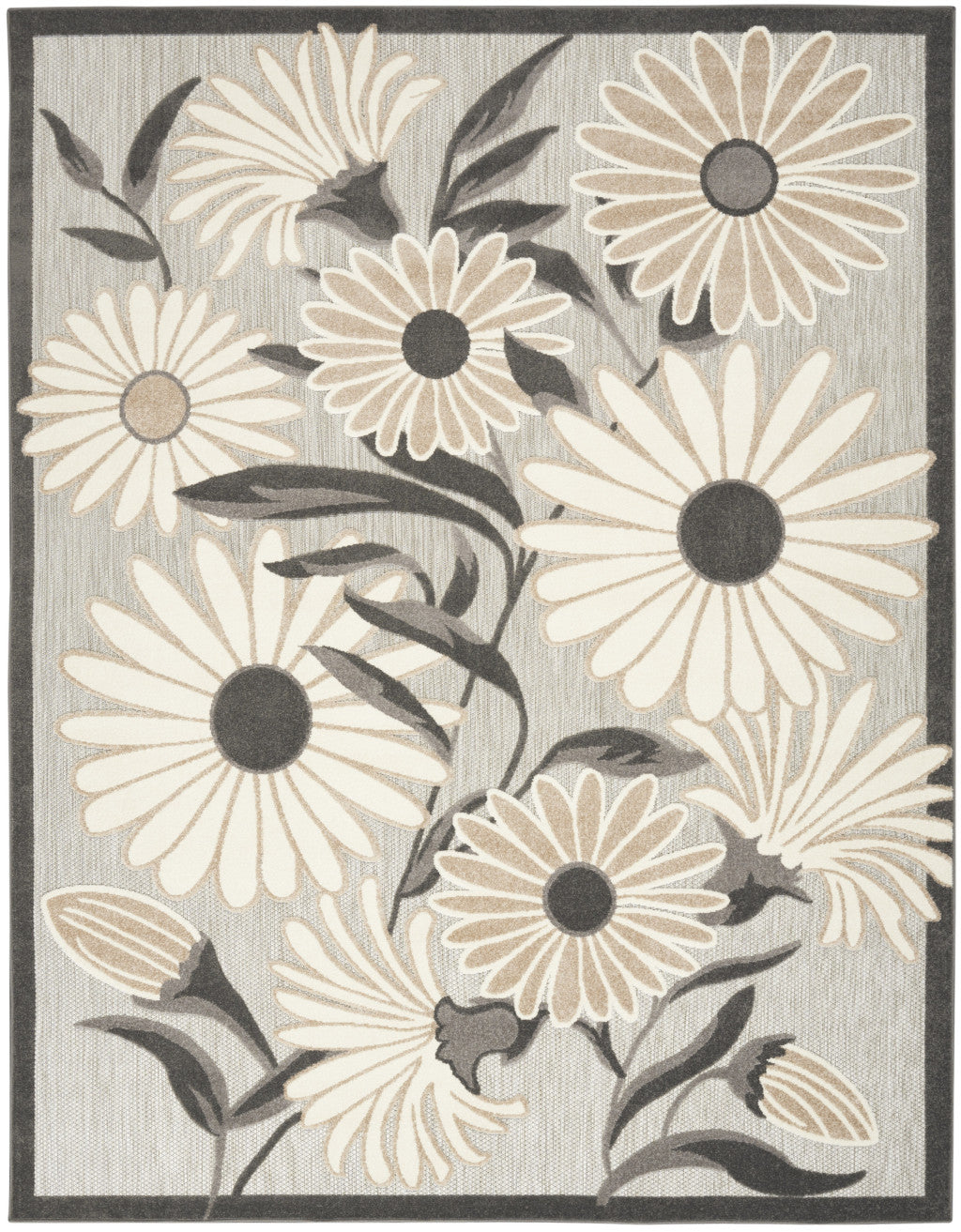 5' X 8' Beige Floral Stain Resistant Non Skid Area Rug Homeroots Outdoor