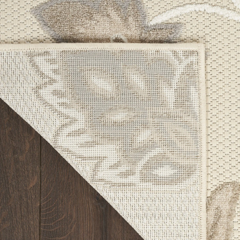 5' X 8' Beige Floral Stain Resistant Non Skid Area Rug Homeroots Outdoor