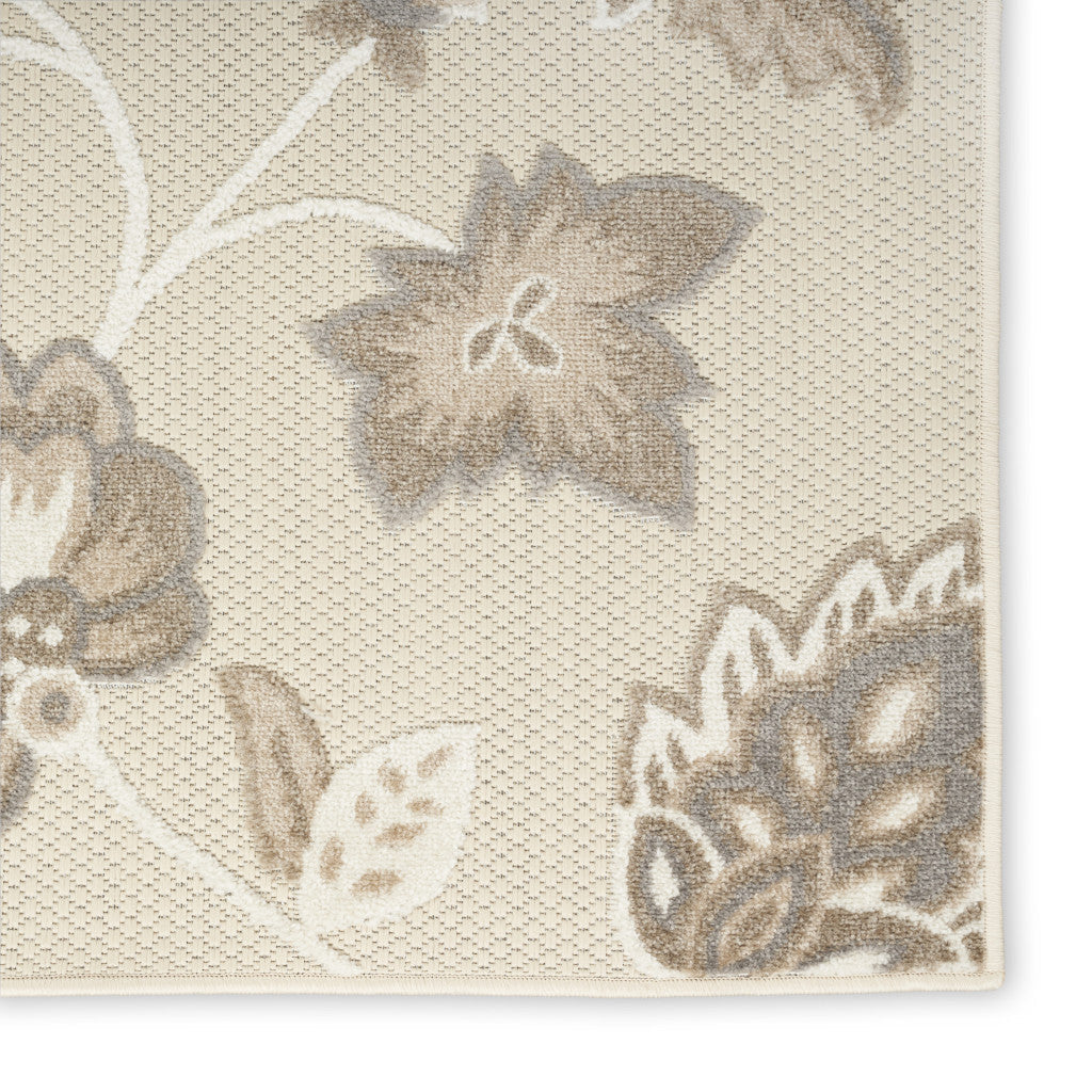 5' X 8' Beige Floral Stain Resistant Non Skid Area Rug Homeroots Outdoor