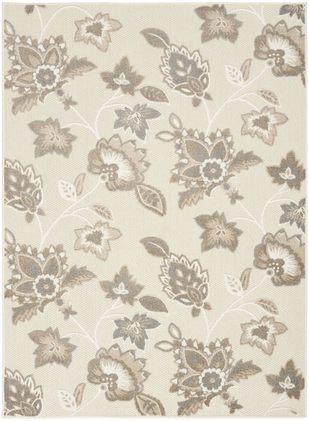 5' X 8' Beige Floral Stain Resistant Non Skid Area Rug Homeroots Outdoor