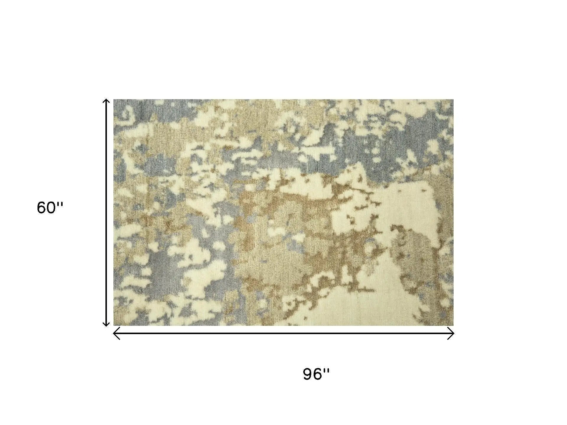 5' X 8' Beige Gray And Ivory New Zealand Lambs Wool Abstract Hand Carved Handmade Area Rug Homeroots Home Decor