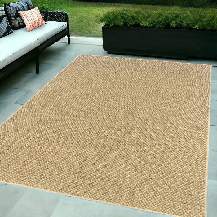 5' X 8' Beige Indoor Outdoor Area Rug Homeroots Outdoor