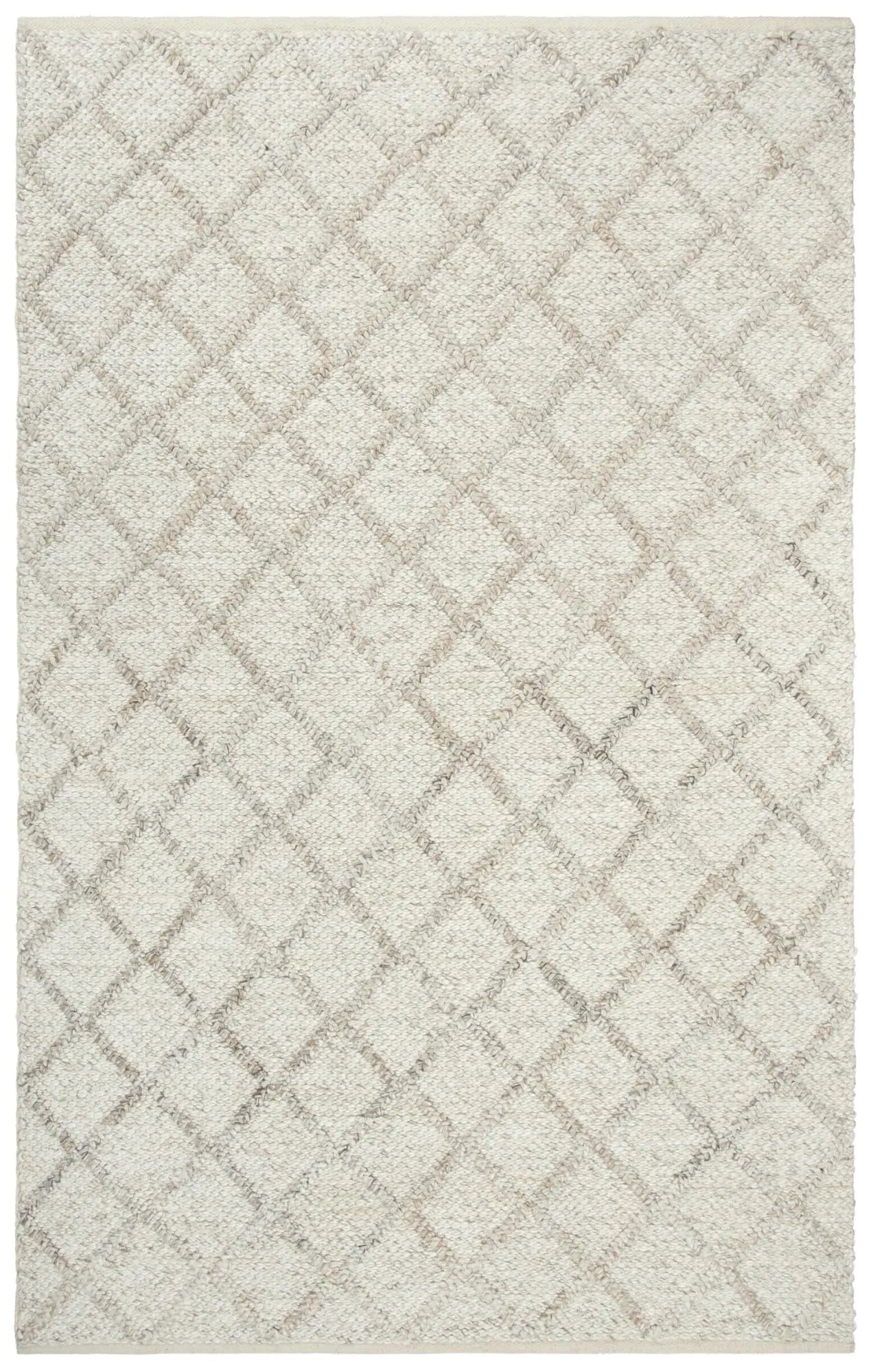 5' X 8' Beige Ivory And Brown Wool Geometric Hand Woven Area Rug Homeroots Home Decor