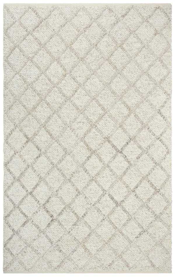 5' X 8' Beige Ivory And Brown Wool Geometric Hand Woven Area Rug Homeroots Home Decor