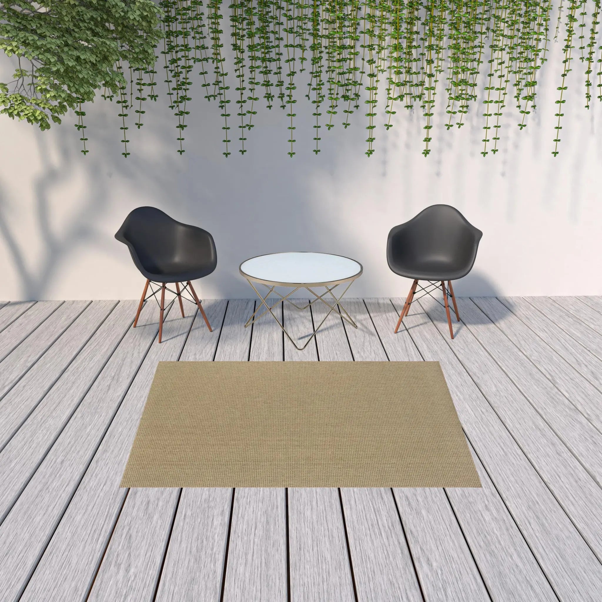 5' X 8' Beige Stain Resistant Indoor Outdoor Area Rug Homeroots Outdoor