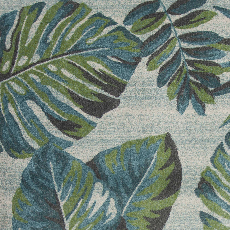5' X 8' Beige Teal And Green Tropical Botanical Area Rug Homeroots Home Decor