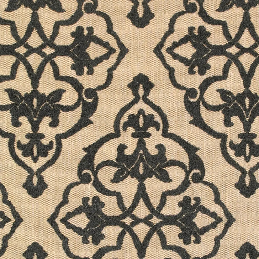 5' X 8' Beige and Black Medallion Stain Resistant Indoor Outdoor Area Rug Homeroots Outdoor