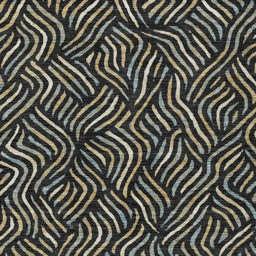 5' X 8' Black And Beige Abstract Washable Indoor Outdoor Area Rug Homeroots Outdoor