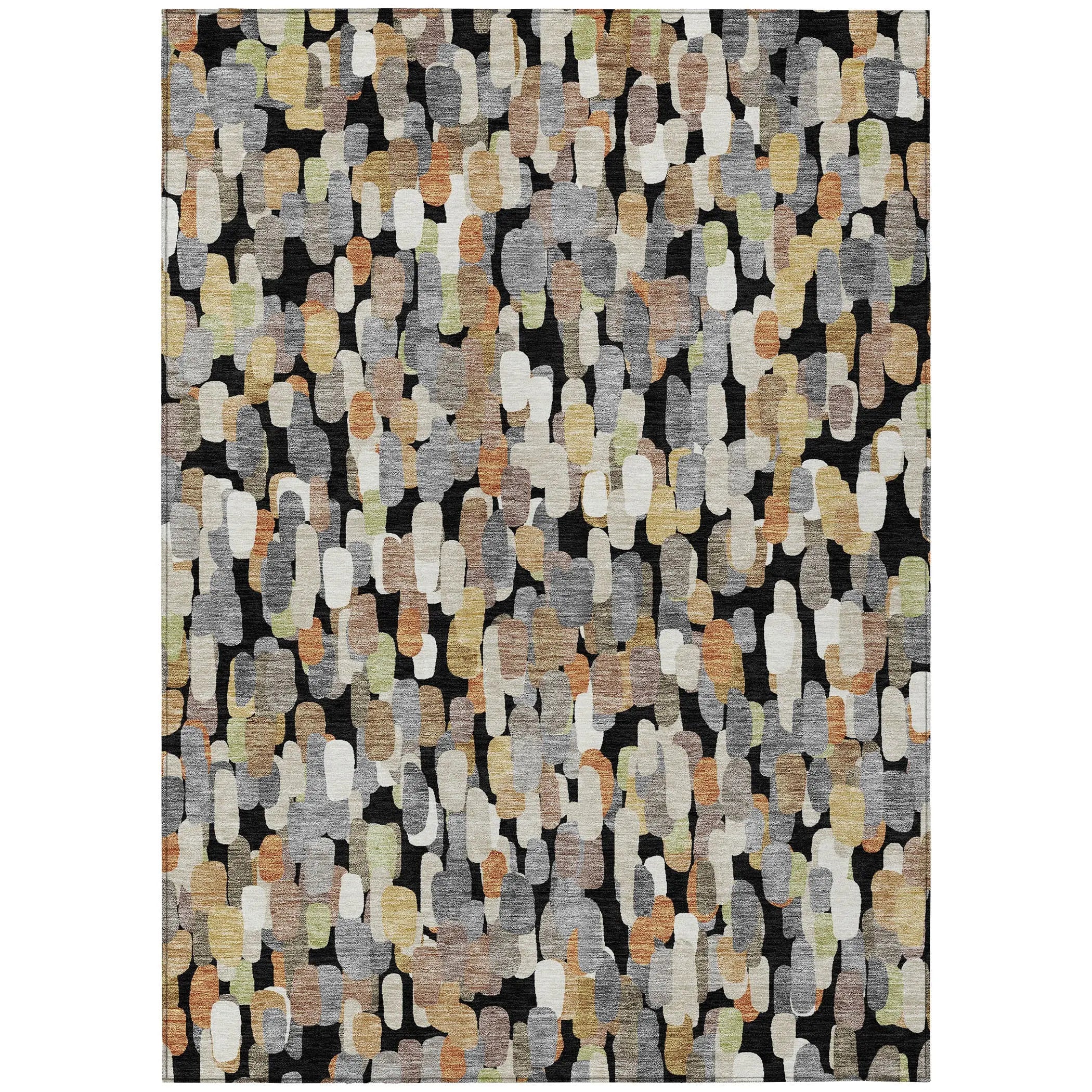 5' X 8' Black And Beige Abstract Washable Indoor Outdoor Area Rug Homeroots Outdoor
