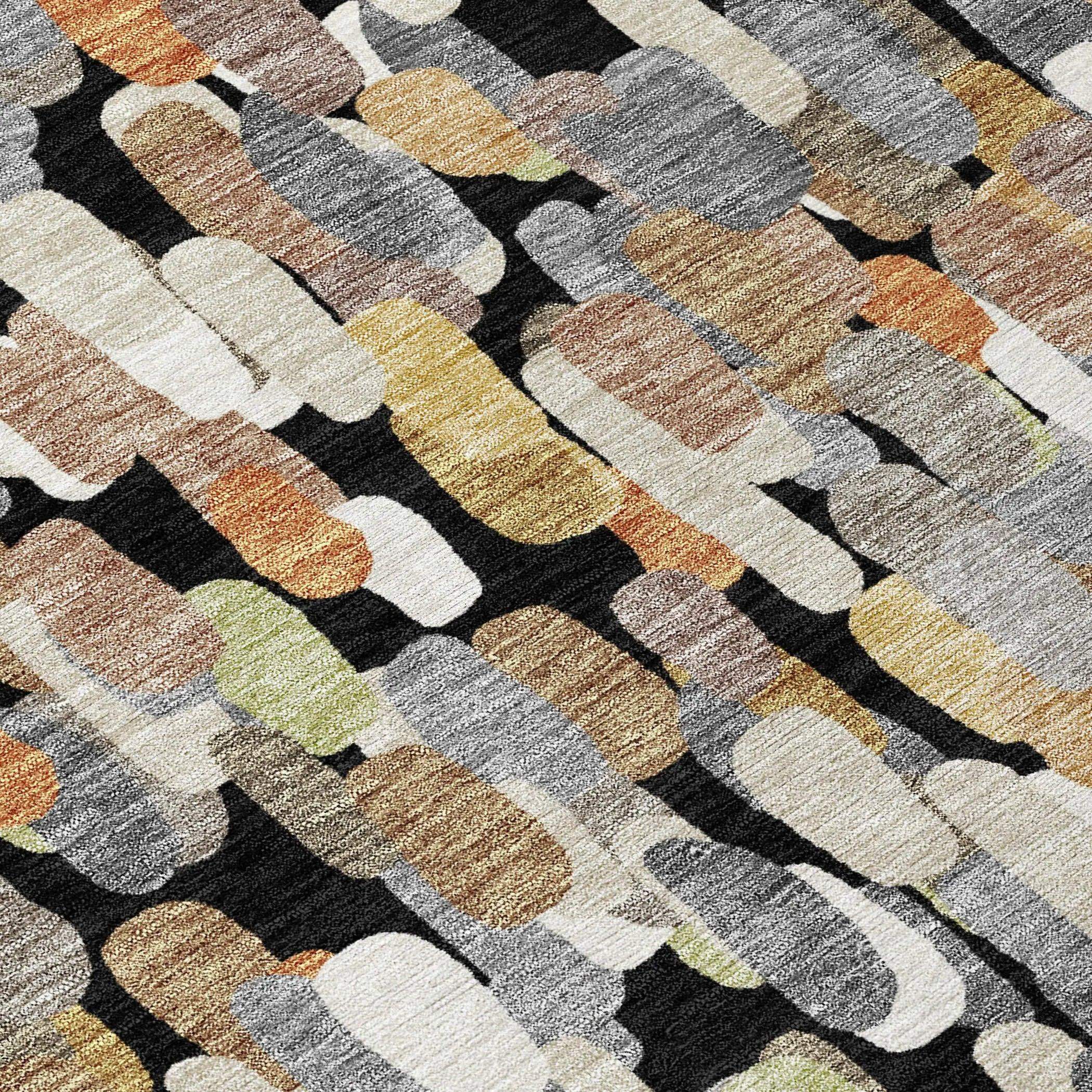 5' X 8' Black And Beige Abstract Washable Indoor Outdoor Area Rug Homeroots Outdoor